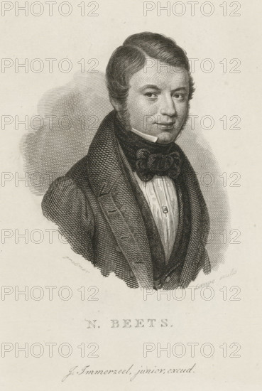 Portrait of Nicolaas Beets, N. Beets, print, Portrait bust facing right of Nicolaas Beets, poet and