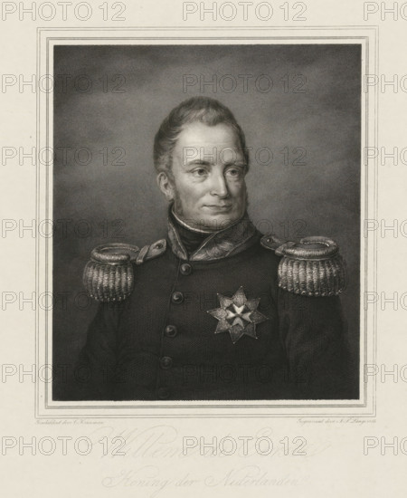 Portrait of William I Frederick, King of the Netherlands, William the First, print, Portrait bust