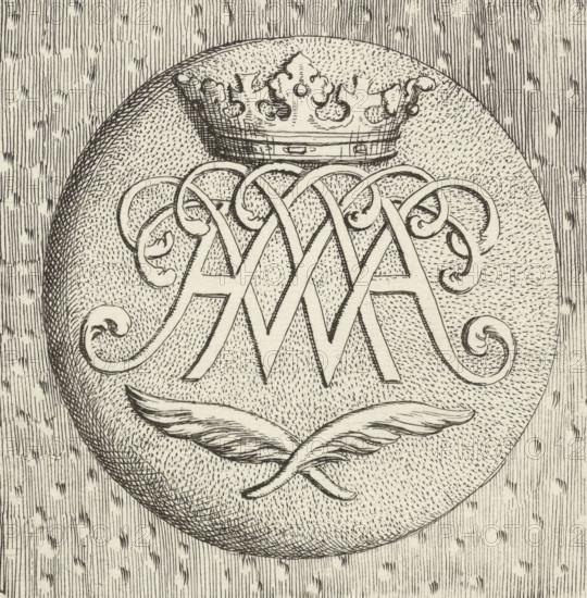 Monogram of William III, print, Monogram in a circle of William III, Prince of Orange-Nassau, King