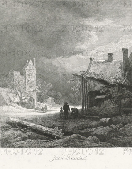 Dutch Masters, Winter landscape with tower, print, Series number, 18, 25, A winter landscape with