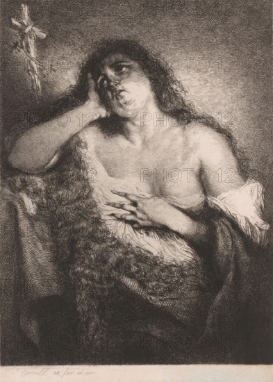 Penitent Mary Magdalene, print, printmaker: Frédérique Émile Auguste O'Connell-Miethe, after design