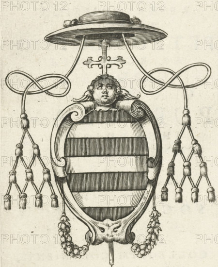 Coat of arms of Cardinal Petrus Aloysius Carafa, print, book illustration, Coat of arms of Cardinal