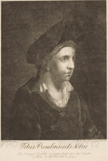 Portrait of Titus Rembrandtsz. van Rijn, print, printmaker: August Ludwig Stein, Leipzig, after