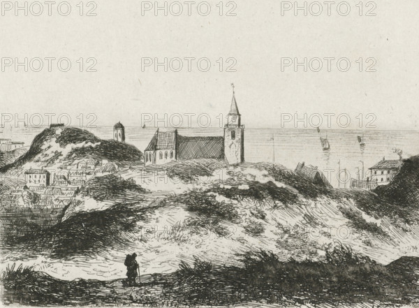 View of Scheveningen, print, printmaker: Joseph Hartogensis, The Hague, in or before 1855, paper,