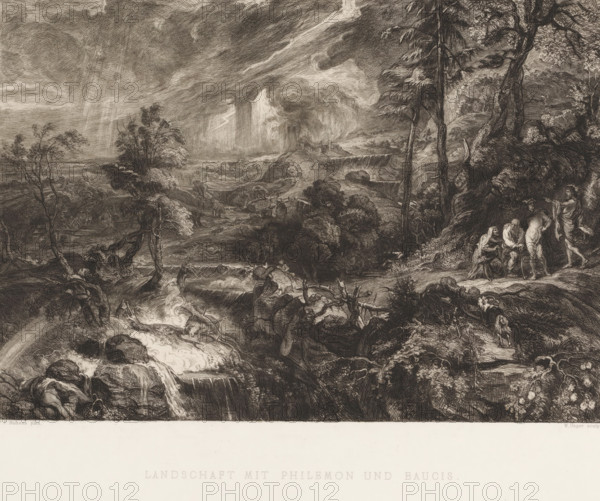 Landscape with Philemon and Baucis, Landschaft mit Philemon und Baucis, print, printmaker: William