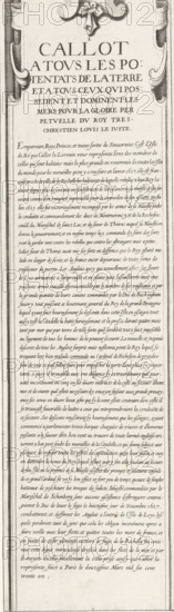 Siege of Saint Martin on the Île de Ré, July-November 1627 (text, top-left part), Callot a tous les