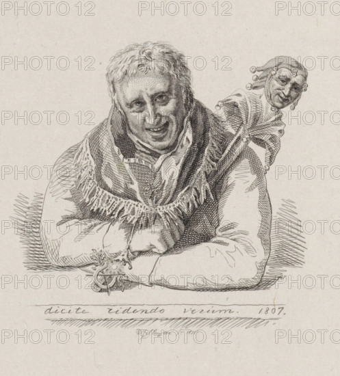 Portrait of Jan van Walré with a jester's staff, print, Portrait of Jan van Walré with a jester's