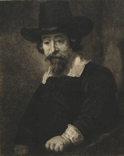 Portrait of a man, presumably Dr. Ephraim Hezekiah Bueno, print, Jewish physician and man of