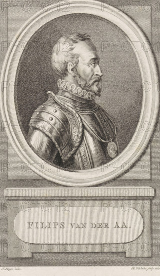 Portrait of Filips van der Aa, print, book illustration, commander in Gorinchem and one of the