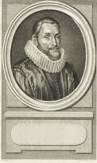 Portrait of Festus Hommius, print, minister in Leiden., inscription: 'Festus Hommius Predikant, te