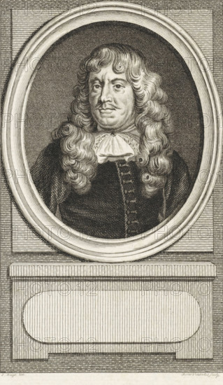 Portrait of Nicolaas Heinsius, print, philologist and poet., inscription: 'Nicolaas Heinsius, Dan.