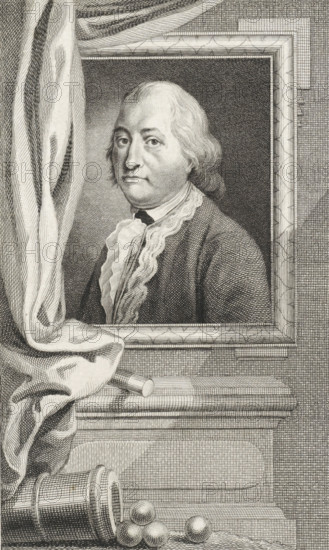 Portrait of Albert van Ryssel, print, Portrait of Major General Albert van Ryssel. Below the