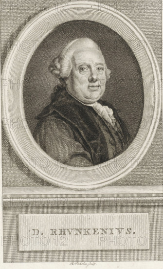 Portrait of David Ruhnken, print, Portrait of the German-Dutch classicist and philologist David