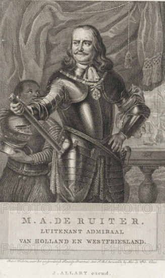 Portrait of Michiel Adriaenszoon de Ruyter, print, Portrait of Lieutenant Admiral Michiel
