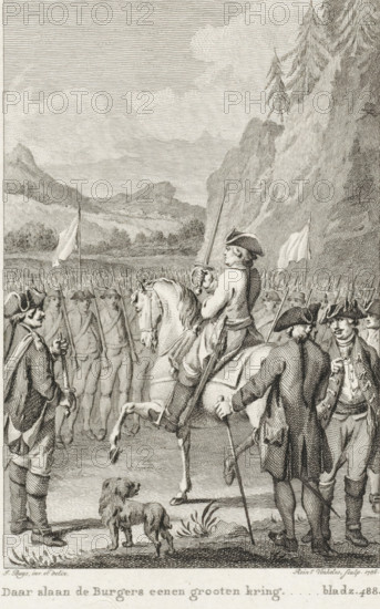 There the Citizens form a large circle, Outdoor assembly in Switzerland, print, book illustration,