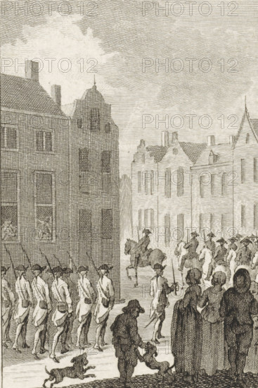 Deployment of troops in Amersfoort, 1785, print, historical print, By order of Prince William V and