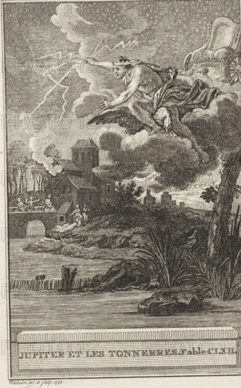 Jupiter and the thunder, Jupiter et les Tonnerres. Fable CLXII., print, From a cloud formation
