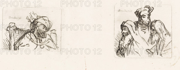 Representations of men with beards, Various thoughts engraved in copper after the original drawings
