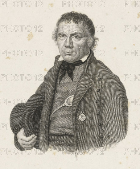 Portrait of Frans Naerebout, print, Half-length portrait of Frans Naerebout, with the pinned medal