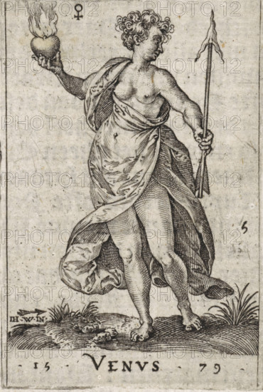 Venvs, Venus, Gods seated on the seven planets, print, book illustration, Series number, 5, 7,