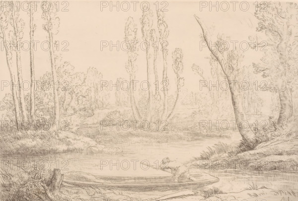 The banks of the Somme near Amiens, print, printmaker: Alphonse Legros, 1837 - 1911, paper,