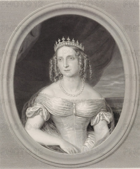 Portrait of Anna Paulowna Romanowa, Queen of the Netherlands, print, check stamp: 'Frans Buffa en