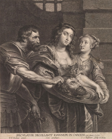 Salome receives the head of John the Baptist, print, album page, Salome receives the head of John