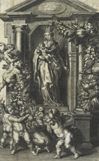 Mary as queen with the Christ Child, Theatre of bishops, emperors, kings, dukes, princes, etc.,