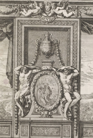 Wall panel with a depiction of Moses being found by the Pharaoh's daughter, Dessein's De lambris à