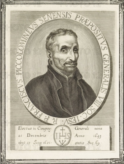 Portrait of the Italian priest Francesco Piccolomini, print, book illustration, On the left page