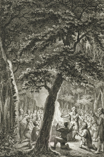Religious practice among the Batavians, print, history print, Religious practice among the