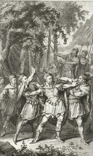 Murder of the Germanic general Arminius, 19, print, historical print, The Germanic general
