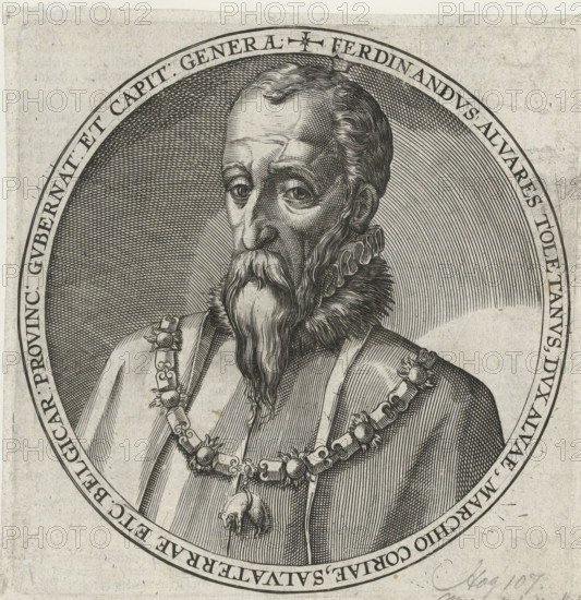 Portrait of the Duke of Alva, Series 5: Dutch Events, 1566-1570, print, album page, Series number,