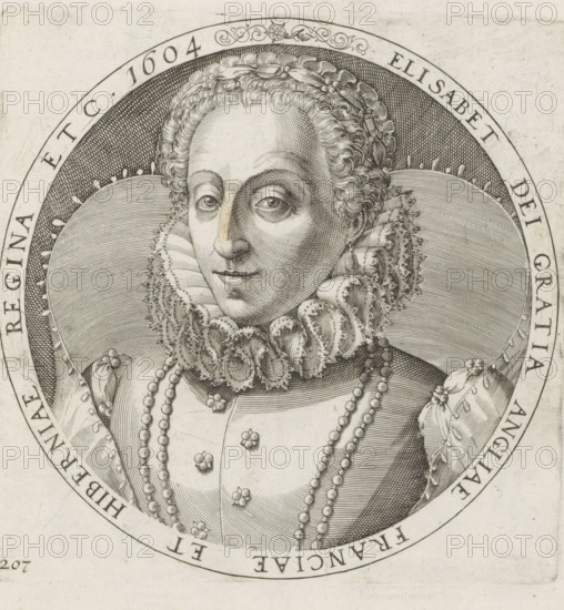 Portrait of Queen Elizabeth I, Series 4: French, German and English Events, 1576-1610, print, album
