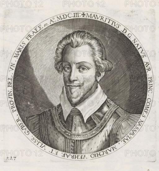 Portrait of Maurits, Series 9: Dutch and German Events, 1583-1587, print, album page, Series