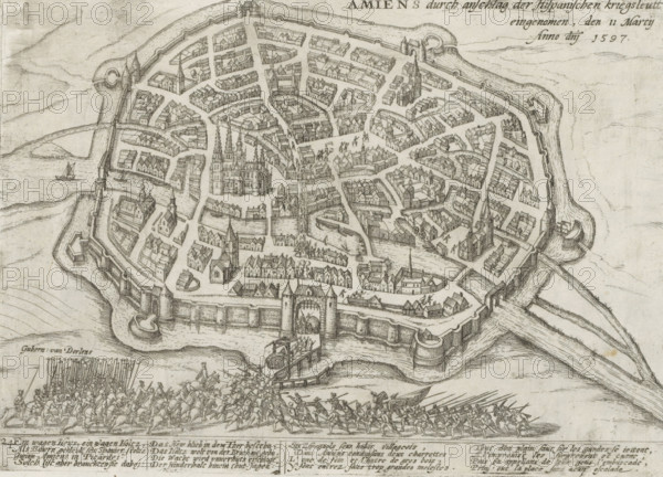 Amiens conquered by ruse, 1597, Amiens durch anschlag der Hispanischen kriegsleutt eingenomen, den