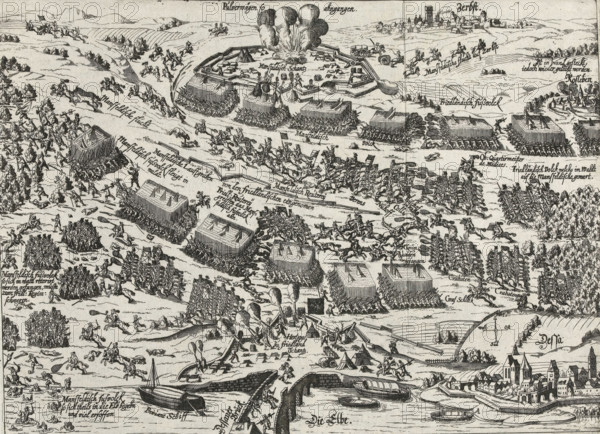 Battle of Dessau, 1626, Series 11: Miscellaneous Foreign Events, 1571-1631, print, album page,