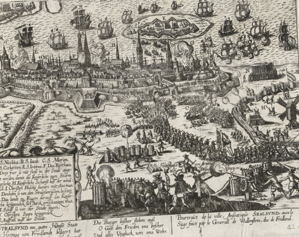 Siege of Stralsund, 1628, Series 11: Miscellaneous Foreign Events, 1571-1631, print, album page,
