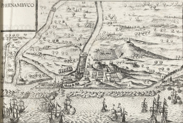 View of Pernambuco, 1630, Series 11: Miscellaneous Foreign Events, 1571-1631, print, album page,