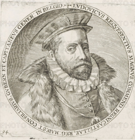 Portrait of Requesens, Series 6: Dutch Events, 1571-1576, print, album page, Series number, 94,