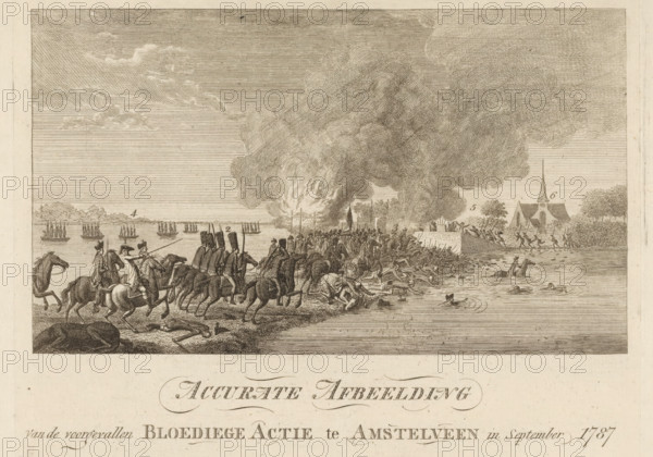 Battle at Amstelveen, 1787, Accurate Image of the Bloody Action that took place at Amstelveen in