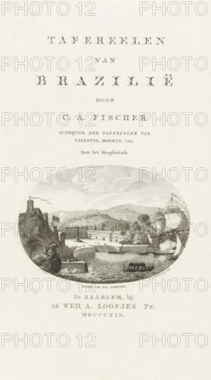 Harbour of Rio de Janeiro, Title page for: CA Fischer, Scenes of Brazil, 1819, View of harbour of