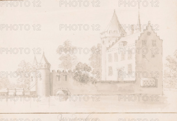 Woudenberg, View of Groenewoude Castle in Woudenberg, drawing, draftsman (artist): J. Stellingwerf,