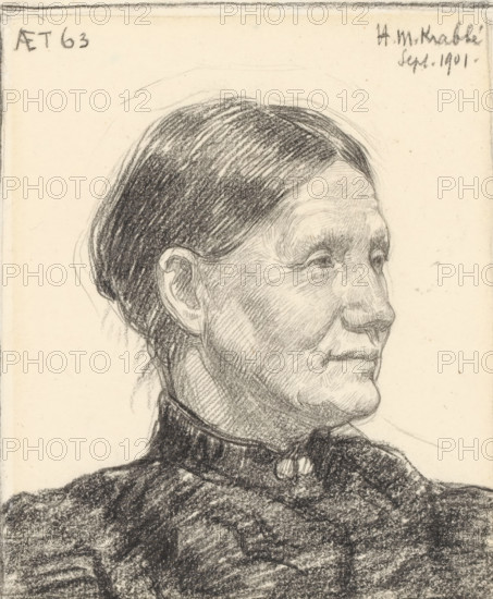 Portrait of Mrs. Parnemann, drawing, draftsman (artist): Heinrich M. Krabbé, Netherlands, 1901-09,