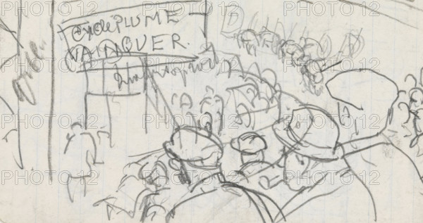 Public at a cycling race, drawing, draftsman (artist): Leo Gestel, 1891 - 1941, draftsman (artist),