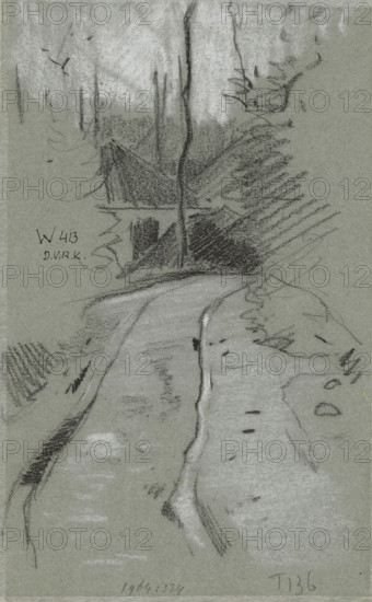 Country road, drawing, number: 'T 136', draftsman (artist): Willem Witsen, 1870 - 1923, draftsman