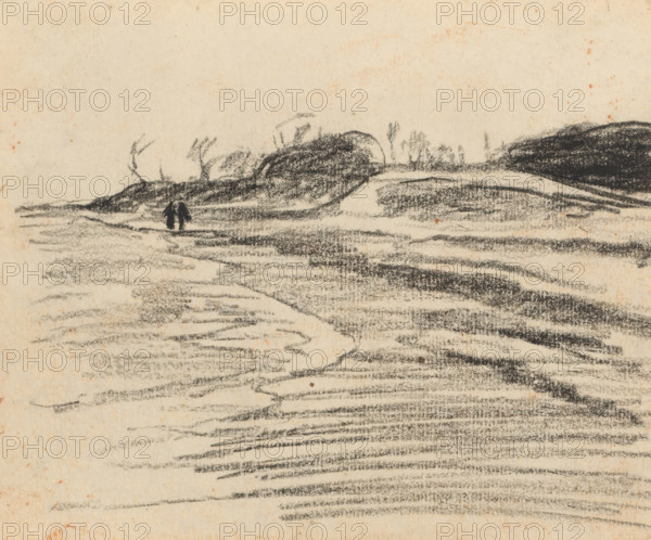 Landscape with dike, drawing, draftsman (artist): Willem Witsen, 1870 - 1923, draftsman (artist),