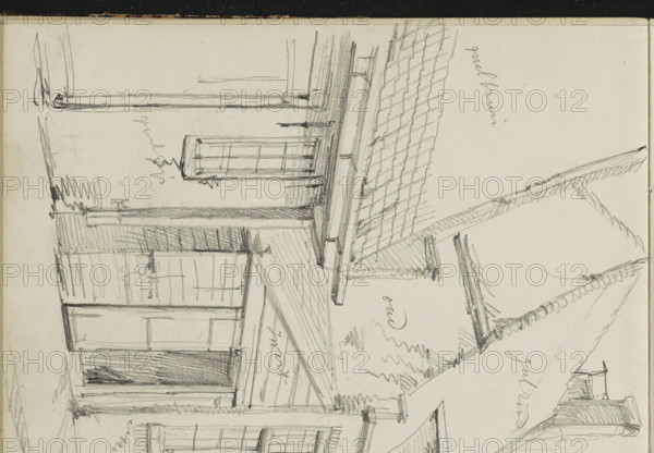 Street with rows of houses, sketchbook page, Page 2 recto from a sketchbook with 24 pages.,