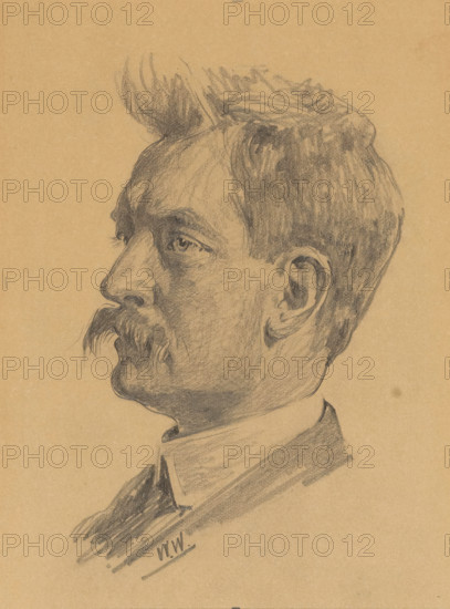 Portrait of Jan Hofker, drawing, draftsman (artist): Willem Witsen, 1870 - 1923, draftsman