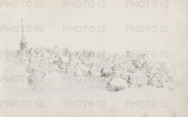 View of a city, possibly The Hague, sketchbook page, Page 26 recto from a sketchbook with 39 pages